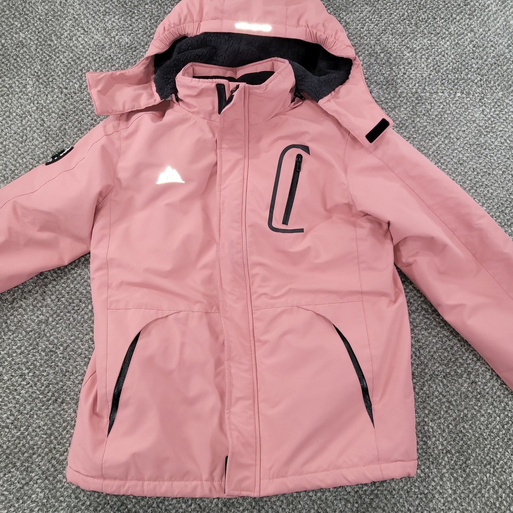 Moerdeng Pink Waterproof Ski Jacket Girls Size 14/16 Fleece Lined Hooded Winter